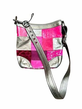 Coach pink/silver patchwork crossbody SoHo Shoulder bag